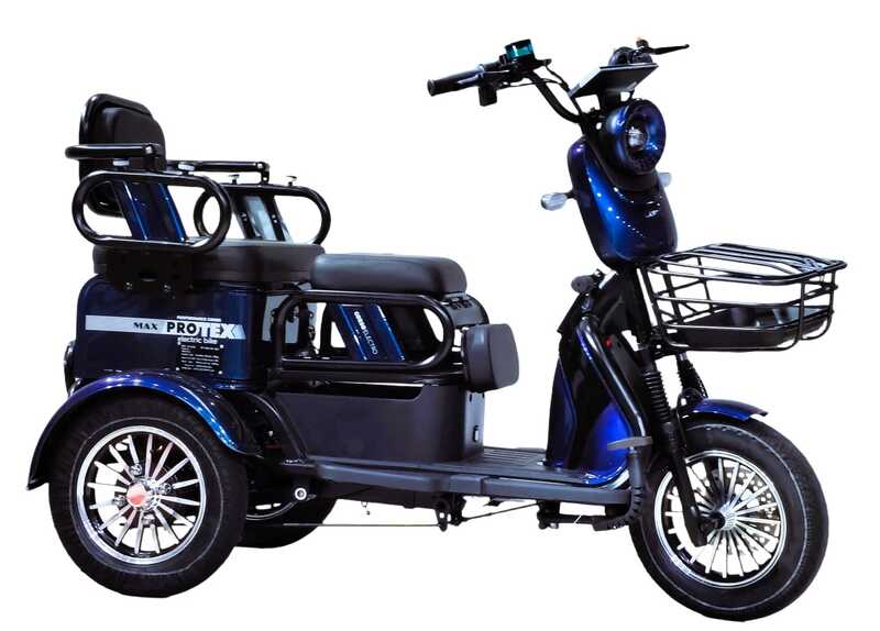 Електричний трицикл Corso «PROTEX Max» PX-174237 (1) + 1 ЯЩИК АКУМ, двигун 1200W, акумулятор графеновий 72V/28Ah, колеса 300-10, в коробці