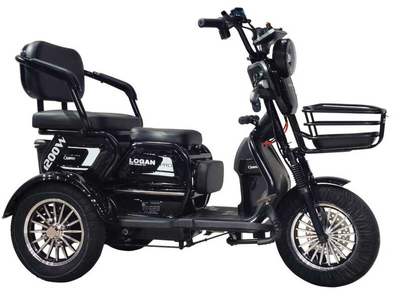 Електричний трицикл Corso «Logan Pro» LN-677408 (1) + 1 ЯЩИК АКУМ, двигун 1200W, акумулятор 72V/28Ah, колеса 300-10, в коробці