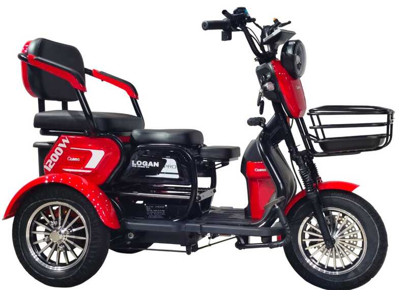 Електричний трицикл Corso «Logan Pro» LN-617082 (1) + 1 ЯЩИК АКУМ, двигун 1200W, акумулятор 72V/28Ah, колеса 300-10, в коробці