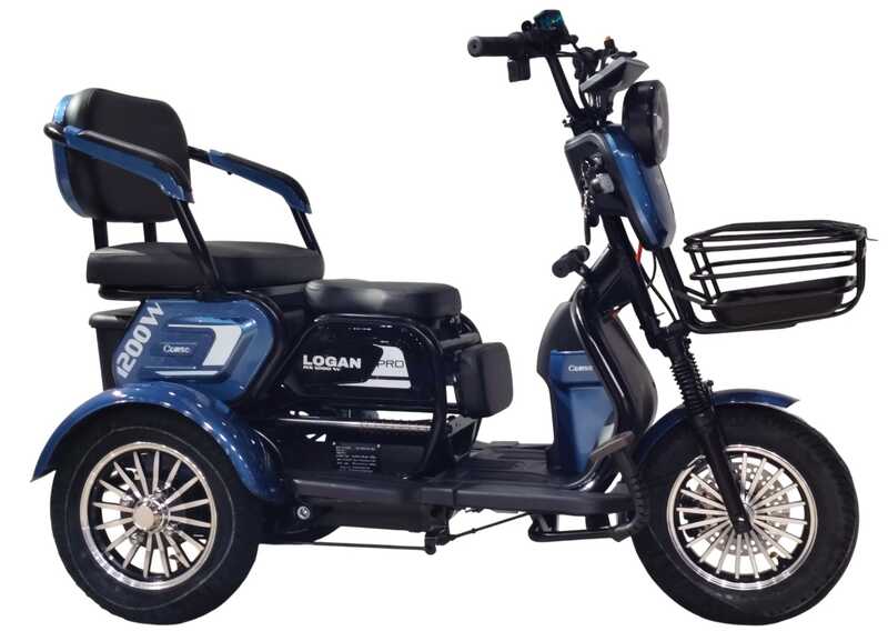 Електричний трицикл Corso «Logan Pro» LN-220587 (1) + 1 ЯЩИК АКУМ, двигун 1200W, акумулятор 72V/28Ah, колеса 300-10, в коробці