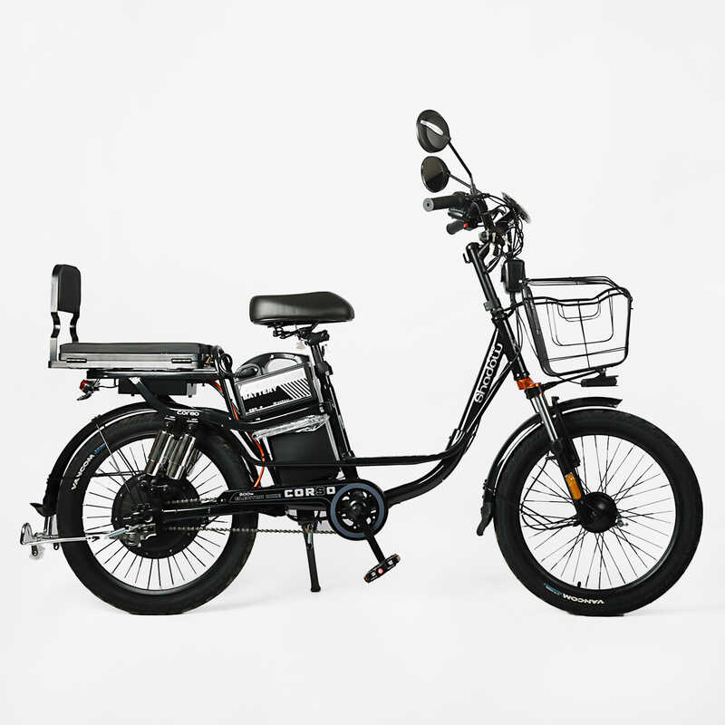 Електровелосипед Corso «Shadow Pro» 22" дюймів SH-30849 (1) ЧОРНИЙ, рама сталева, двигун 800W, акумулятор 48V20AH, корзина, у коробці