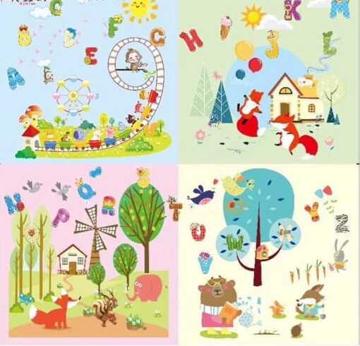 Килимок-пазл M 20347 (15) 4 м`які елементи, матеріал: EVA, розмір пазла:61x61х1 см, в плівці