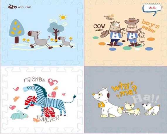 Килимок-пазл M 20350 (15) 4 м`які елементи, матеріал: EVA, розмір пазла:61x61х1 см, в плівці