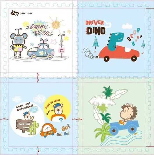 Килимок-пазл M 20352 (15) 4 м`які елементи, матеріал: EVA, розмір пазла:61x61х1 см, в плівці