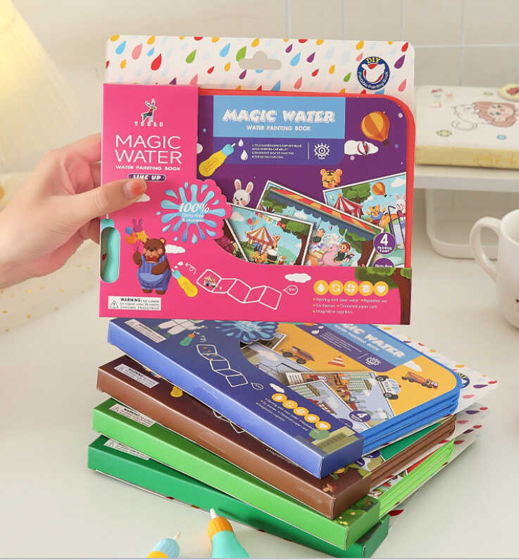 Розмальовка C 77060 (100)  розмір: 18.5х16 см, 4 сторінки для розмальовки, 4 сторінки з малюнками, водний пензлик,  в пакеті, ВИДАЄТЬСЯ МІКС ВИДІВ 