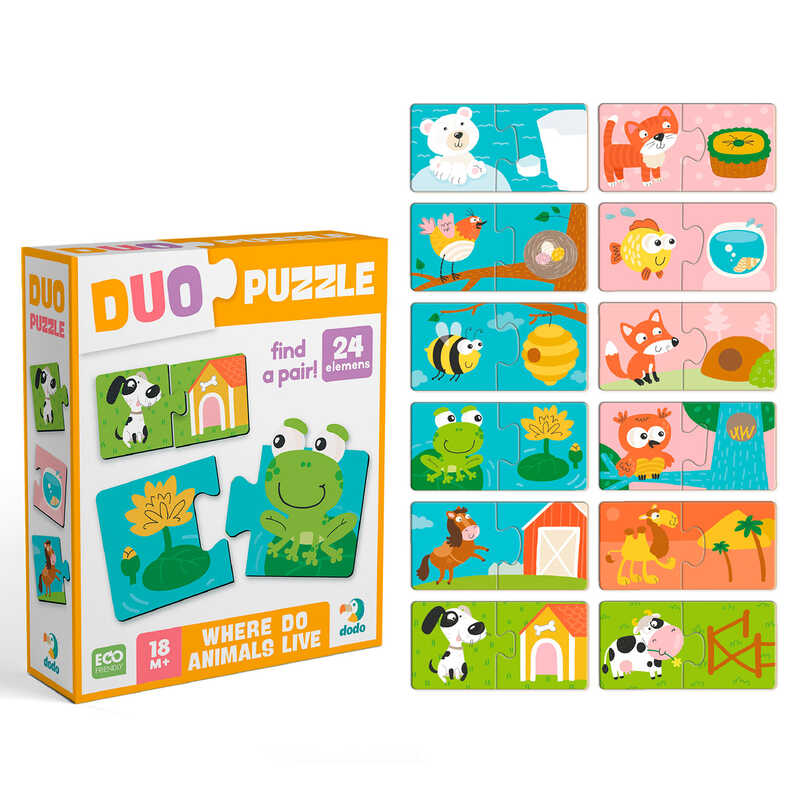 гр Пазл ДУО "Звірята та їх домівки" 300690 (120)  "Dodo"