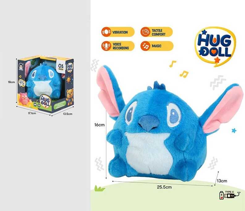 М’яка інтерактивна іграшка 988-72 (72/2) 3 режими роботи, мелодії, повторюшка, вібрує, вбудований акумулятор, Type-C, в коробці