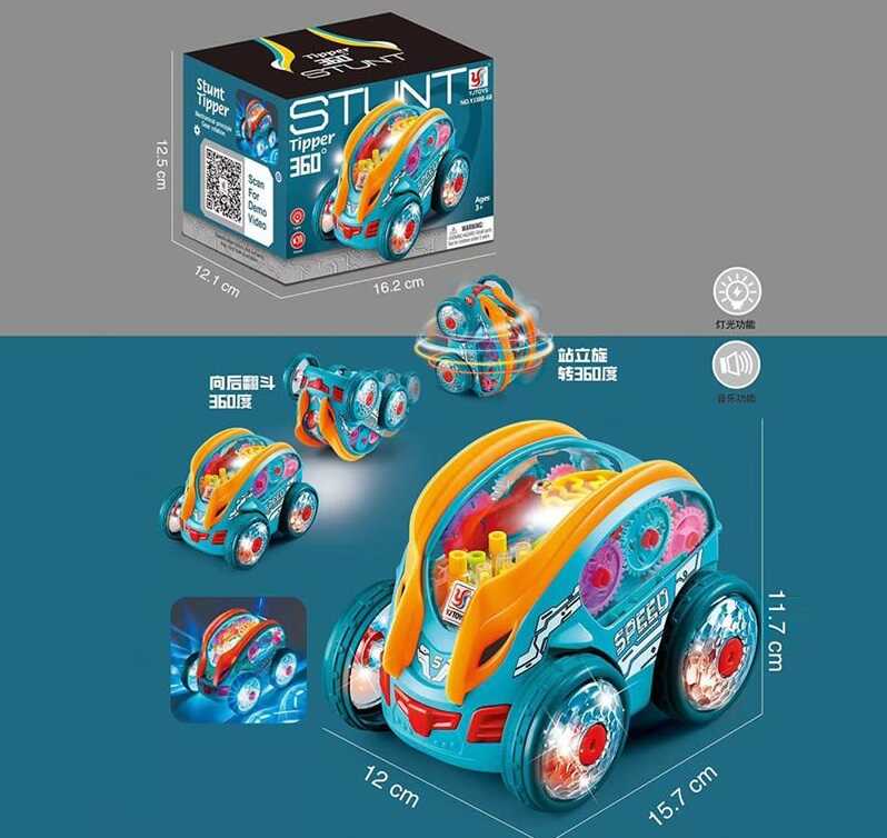 Машинка YJ 388-68 (72/2) перевертиш, розмір: 15,7х12х11,7 см, оберт на 360°, підсвічування, музика, в коробці