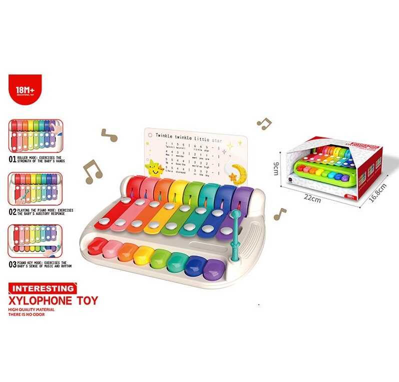 Ксилофон RT 1504 (36) 8 клавіш, 3 варіанти гри, 5 карток з нотами, в коробці