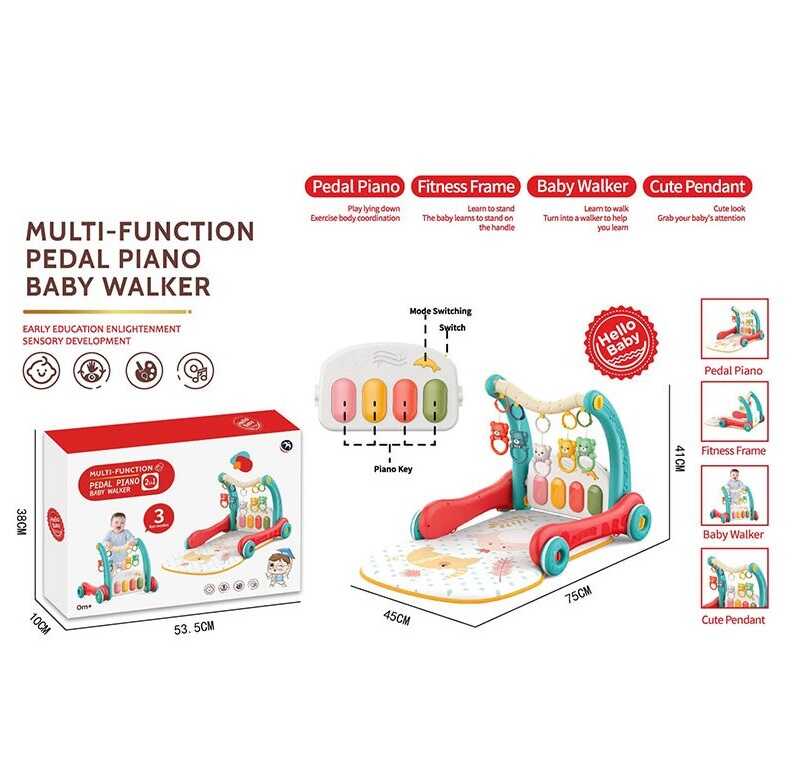 Ходунки BM 2108 (12/2) 2в1, 75х45х41 см, килимок, музична панель, на батарейках, режими гри, підсвічування, 5 підвісок, в коробці
