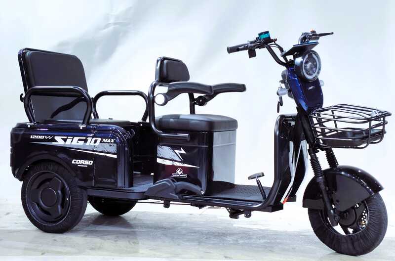 Електричний трицикл Corso «SIG-10 MAX» SM-634082 (1) + 1 ЯЩИК АКУМ двигун 1200W, акумулятор графеновий 72V/36Ah, колеса 300-10, в коробці