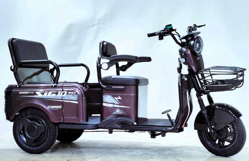 Електричний трицикл Corso «SIG-10 MAX» SM-302088 (1) + 1 ЯЩИК АКУМ двигун 1200W, акумулятор графеновий 72V/36Ah, колеса 300-10, в коробці