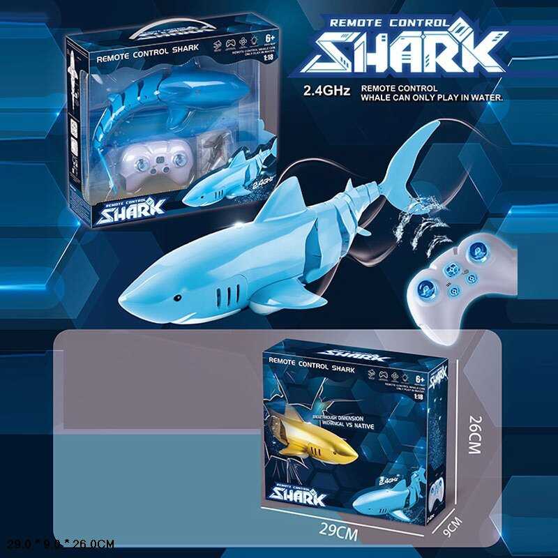 Акула на радіокеруванні S 806 (24)  масштаб: 1:18, акумулятор: 3.7 V, пульт: 2.4 GHz, підсвічування, плаває у воді, повертає, режим демонстрації, в коробці