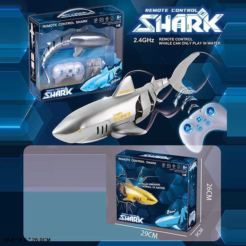 Акула на радіокеруванні S 809 (24) масштаб: 1:18, акумулятор:  3.7 V, пульт: 2.4 GHz, підсвічування, плаває у воді, повертає, режим демонстрації, в коробці