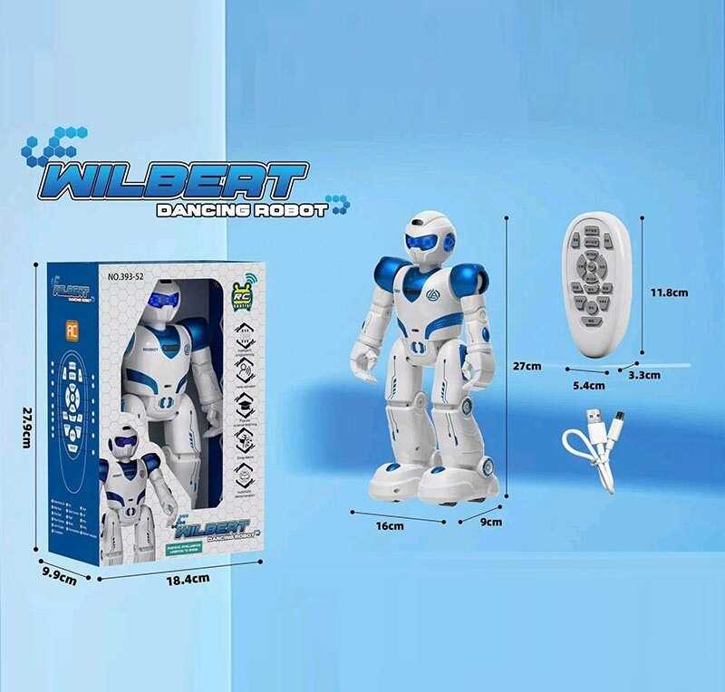 Робот на радіокеруванні 393-52 (24)  вбудований акумулятор, пульт, ковзає, музика, підсвічування, повторює, програмування дій, демонстрація,  в коробц