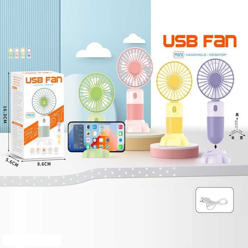 Вентилятор Q 377 D (144) вбудований акумулятор, USB, 3 режими обдуву, підсвічування, підставка, в коробці, ВИДАЄТЬСЯ ТІЛЬКИ МІКС ВИДІВ