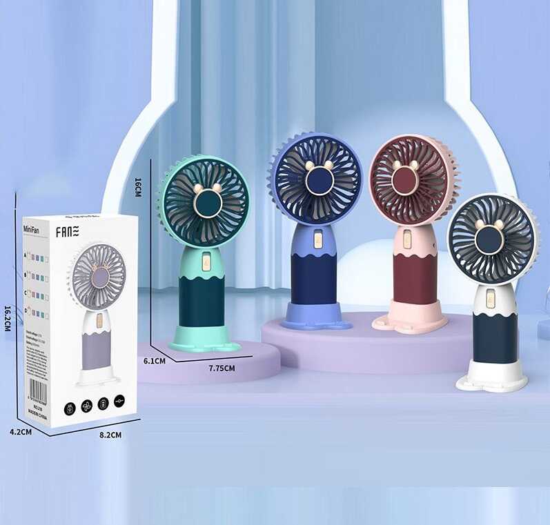 Вентилятор 210 B (144/2) акумулятор: 3.7 V, USB, легкий корпус, низький шум, підставка, в коробці, ВИДАЄТЬСЯ МІКС ВИДІВ