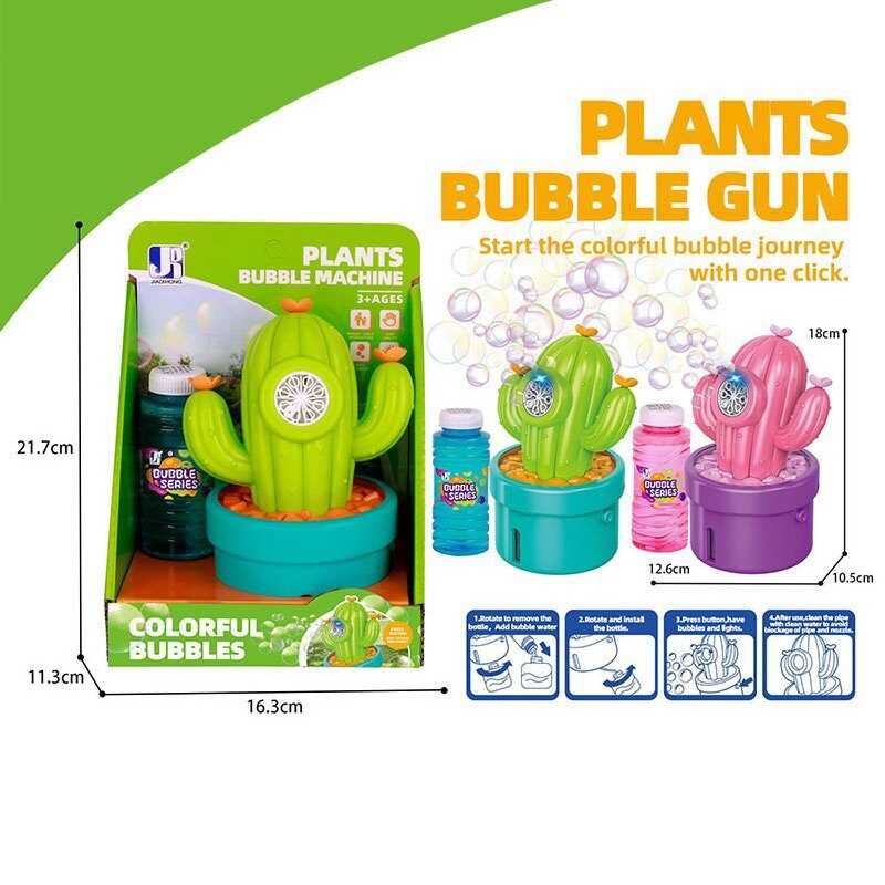 Установка з мильними бульбашками P 82328 A (72/2) 2 види, «Кактус», підсвічування, автоматична робота, пляшка з мильним розчином, в коробці