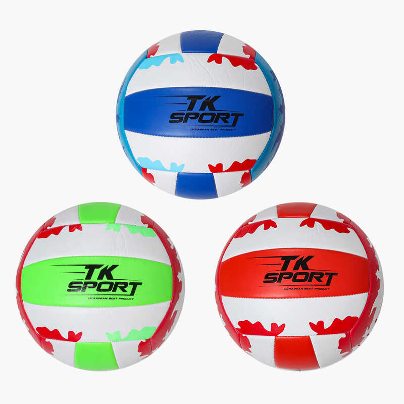 М`яч волейбольний С 76435 (80) "TK Sport", 3 кольори, м`який PVC, 280 грам, гумовий балон, ВИДАЄТЬСЯ ТІЛЬКИ МІКС ВИДІВ