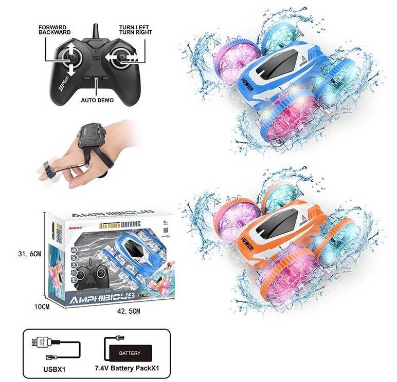 Машина на радіокеруванні 666-816 SDA (18) 2 види, амфібія, акум.: 7.4 V, пульт: 2.4 GHz, браслет, оберт: 360°, підсвіч., первертиш, в коробці, МІКС