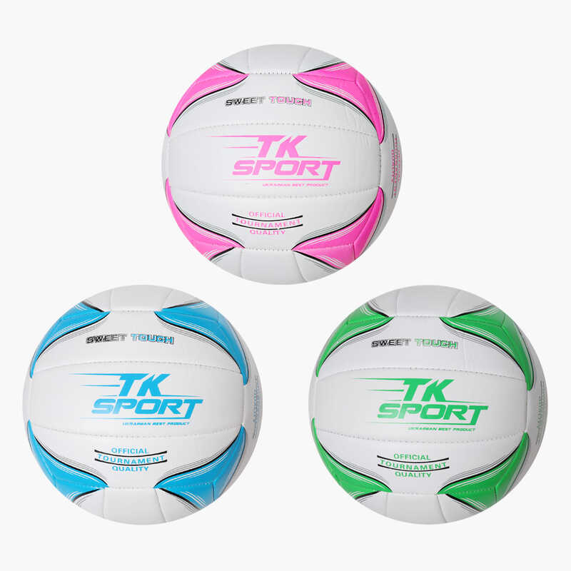 М`яч волейбольний С 76436 (80) "TK Sport", 3 кольори, м`який PVC, 280 грам, гумовий балон, ВИДАЄТЬСЯ ТІЛЬКИ МІКС ВИДІВ