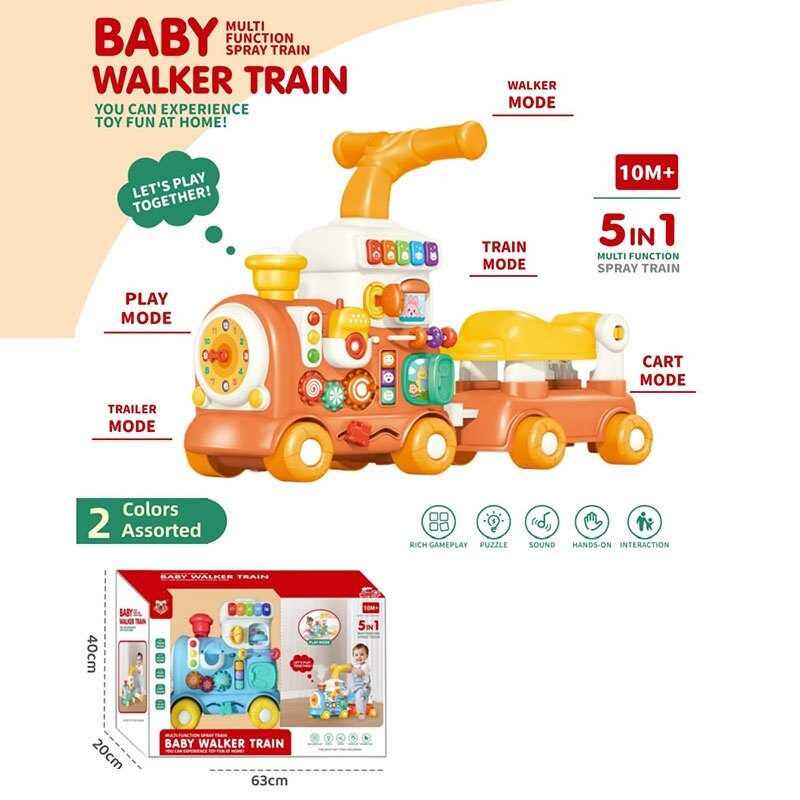 Ходунки - каталка 668-63 (4/2) сидіння, музика, підсвічування, парогенерація, пальчикові ігри, ключ запалювання, шестерні, геометричний сортер, озвучення англійською мовою, в коробці