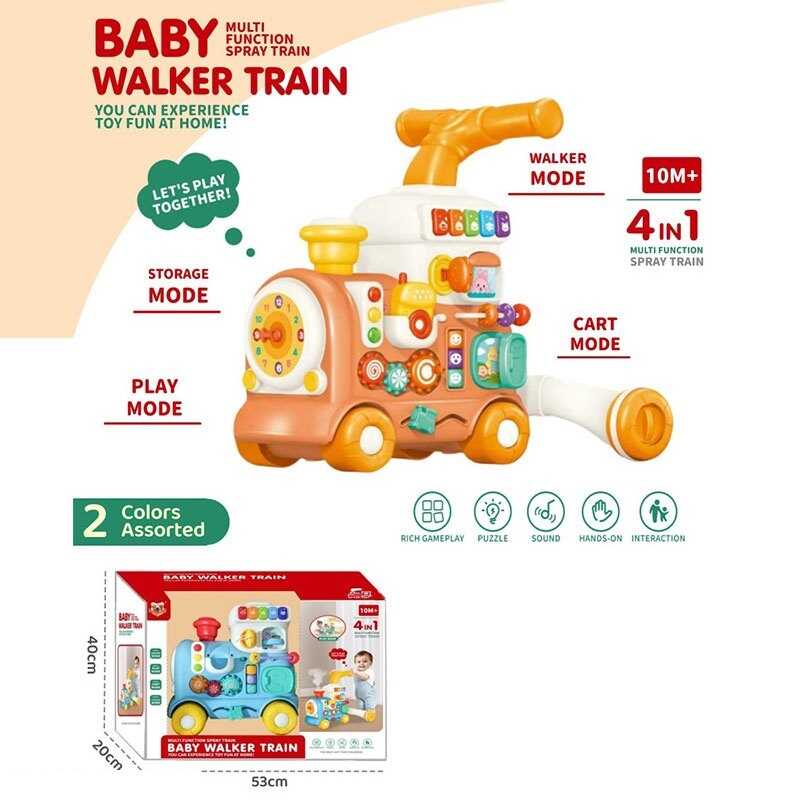 Ходунки-каталка 668-64 (6/2) музика, підсвічування, парогенерація, пальчикові ігри, ключ запалювання, шестерні, геометричний сортер, озвучення англійською мовою, в коробці