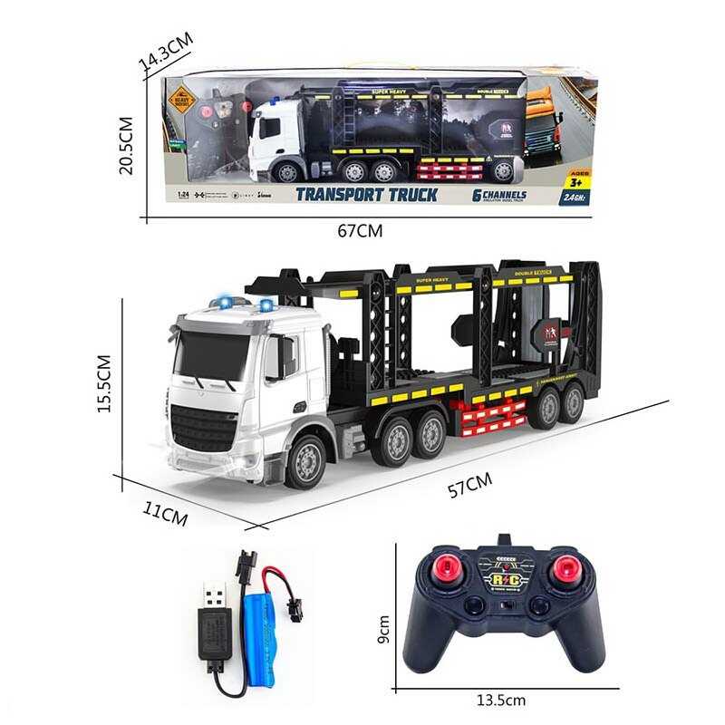 Трейлер на радіокеруванні HT 188 (12) мелодії, підсвічування, режим демонстрації, акумулятор 3.7 V, пульт 2.4 GHz, USB-кабель, в коробці