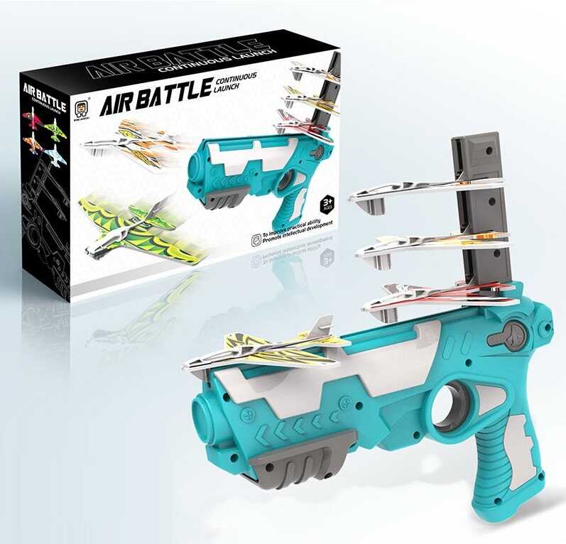 Запускач 9909 A/B/C (36) розмір: 24х6х18 см, 4 літачки: 10х14.5 см, механічний принцип, в коробці