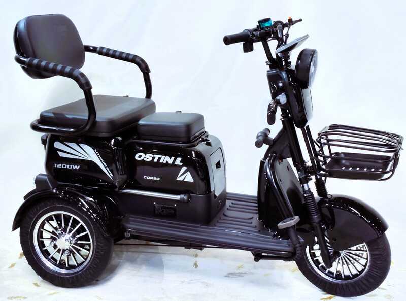Електричний трицикл Corso «Ostin L» NL-815063 (1) + 1 ЯЩИК АКУМ, двигун 1200W, акумулятор 72V/24Ah літій-залізно-фосфатний, колеса 300-10, в коробці