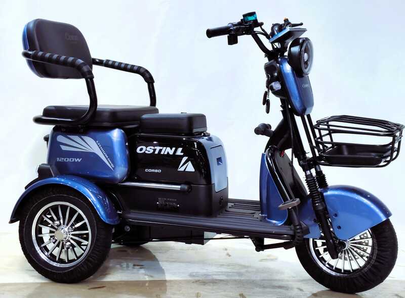 Електричний трицикл Corso «Ostin L» NL-329144 (1) + 1 ЯЩИК АКУМ, двигун 1200W, акумулятор 72V/24Ah літій-залізно-фосфатний, колеса 300-10, в коробці