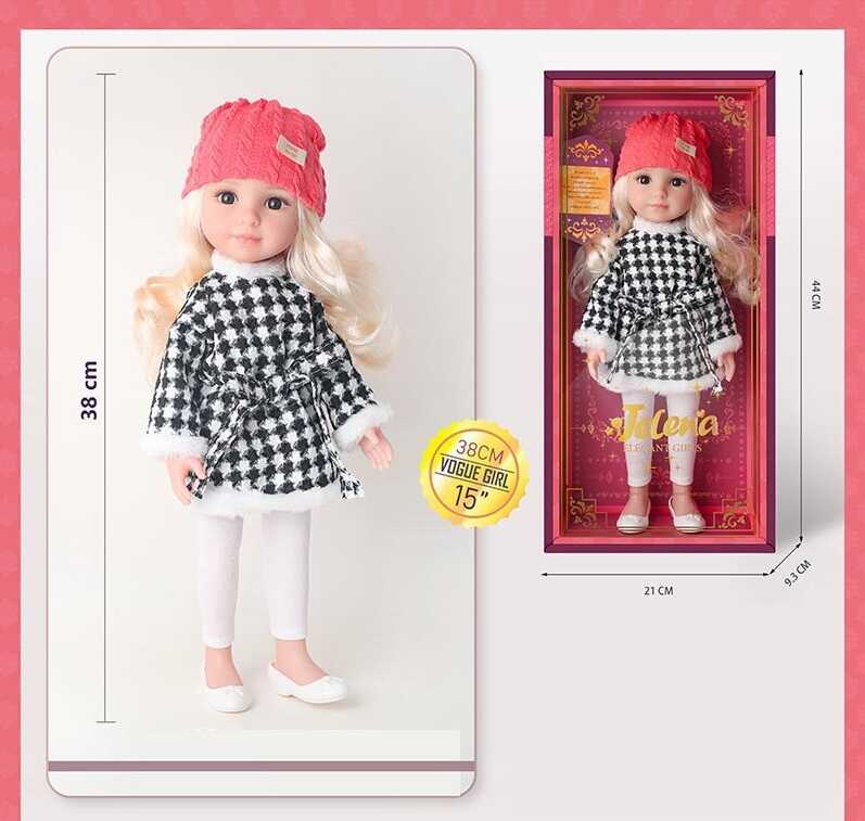 Лялька 69001-10 (24/2) висота: 38 см, імітація скляних очей, прошите волосся, знімний одяг та взуття, в коробці