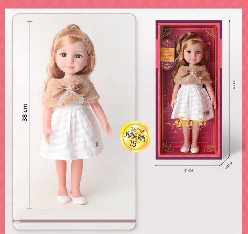 Лялька 69001-12 (24/2) висота: 38 см, імітація скляних очей, прошите волосся, знімний одяг та взуття, в коробці