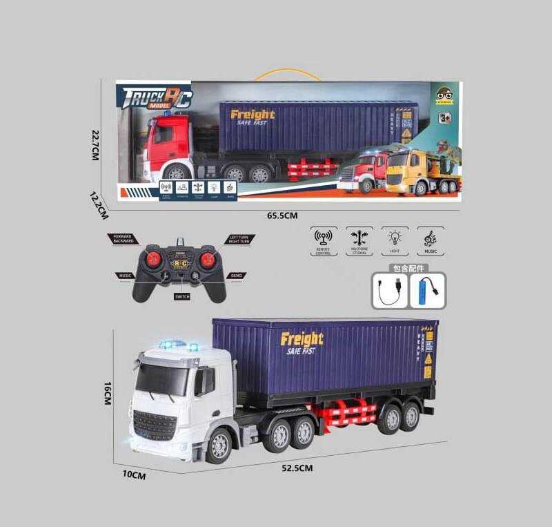 Трейлер на радіокеруванні 0903 D-1 (18) 52,5х10х16 см, режим демонстрації, мелодії, підсвічування, акум. 3.7V, пульт 2.4 G, гумові шини, в коробці