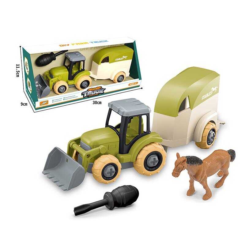 Трактор 8804 (72/2) з причепом, рухомі елементи, конструктор, викрутка, 1 фігурка тварини, в коробці