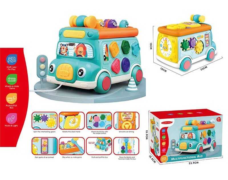 Каталка логічна LM 705 (32) світло, звуки, мелодії, озвучування англійською, гра на швидкість реакції, кермо, тріскачка, шестерні, сортер, пискавка, в коробці