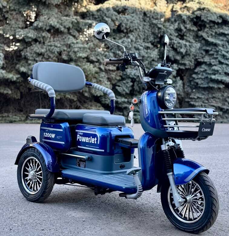 Електричний трицикл Corso «Power Jet» JT-933014 (1) + 1 ЯЩИК АКУМ, двигун 1200W, акумулятор 72V/23Ah графеновий, колеса 300-10, в коробці