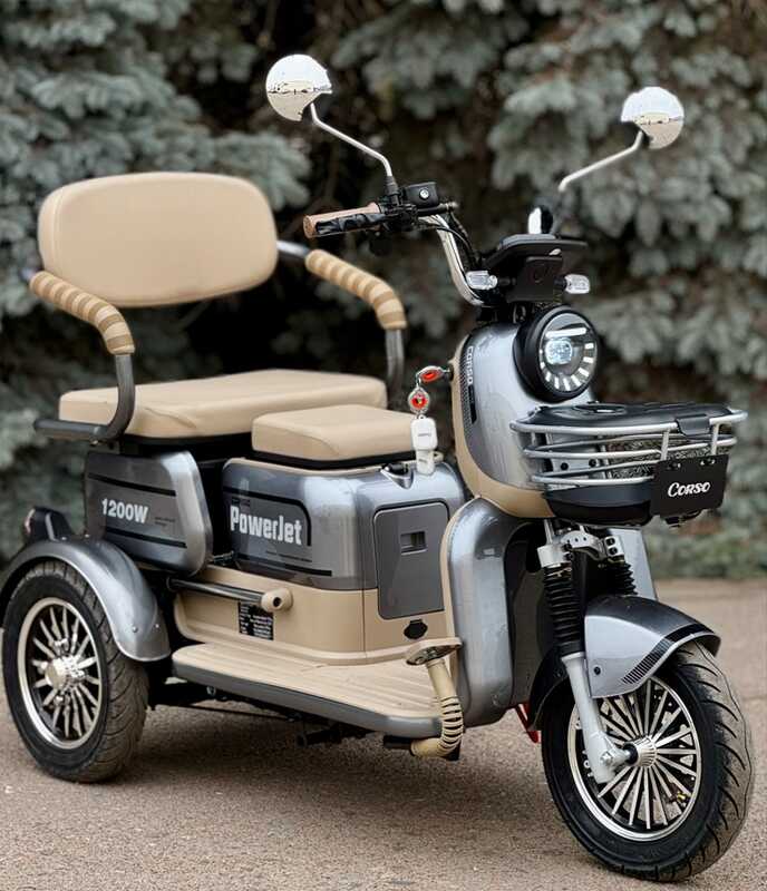 Електричний трицикл Corso «Power Jet» JT-943078 (1) + 1 ЯЩИК АКУМ, двигун 1200W, акумулятор 72V/23Ah графеновий, колеса 300-10, в коробці