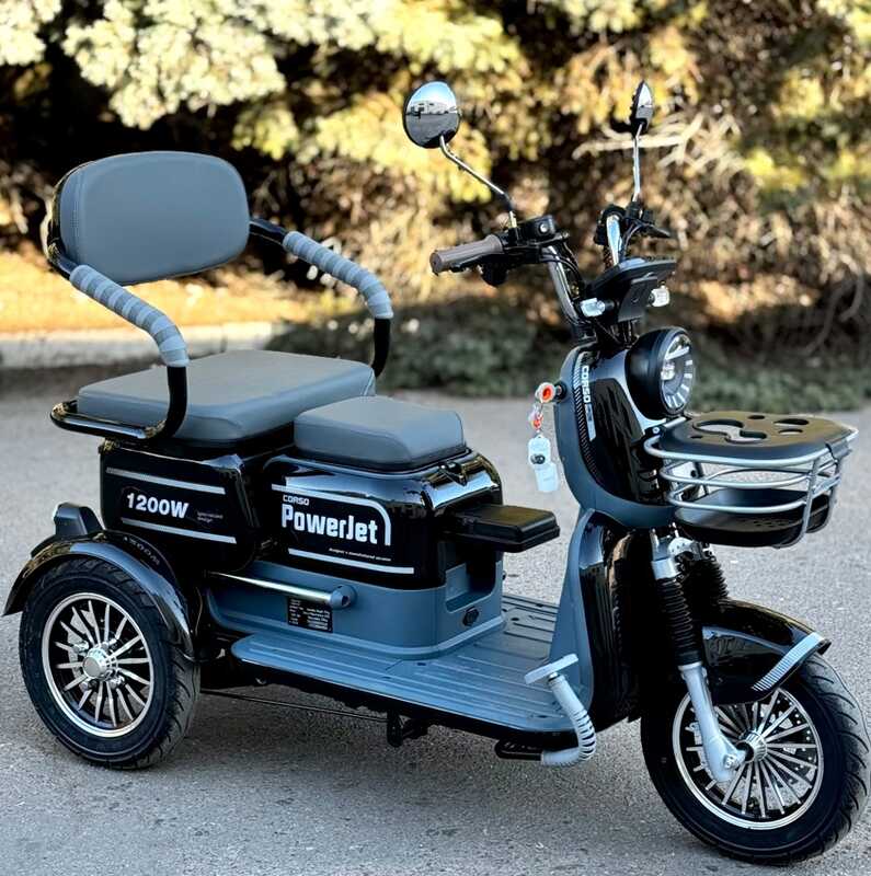 Електричний трицикл Corso «Power Jet» JT-712387 (1) + 1 ЯЩИК АКУМ, двигун 1200W, акумулятор 72V/23Ah графеновий, колеса 300-10, в коробці