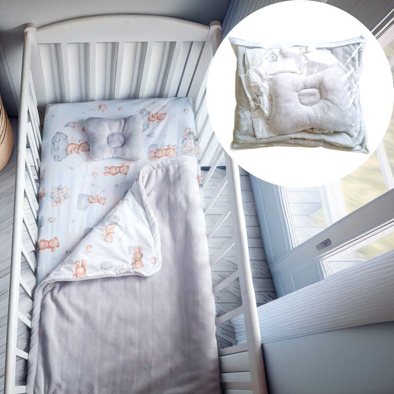 гр Комплект "3 предмети"  61765  (1) "Bimbo" , подушка, ковдра, простирадло на резинці, тканина РАНФОРС, ВЕЛСОФТ, в пакеті