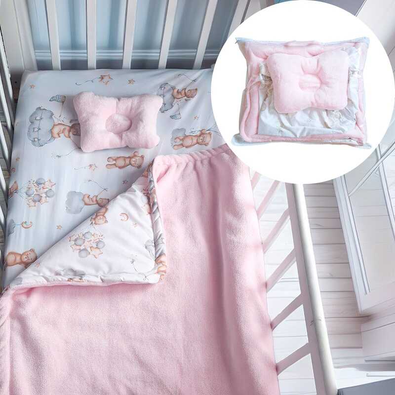 гр Комплект "3 предмети"  76600  (1) "Bimbo" , подушка, ковдра, простирадло на резинці, тканина РАНФОРС, ВЕЛСОФТ, в пакеті