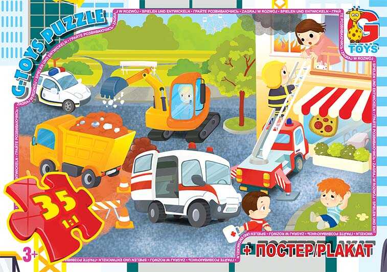 гр Пазли 35 ел. "G Toys" "Вчимося з задоволенням: Аварійні служби" GF 07 (62) + постер, в коробці