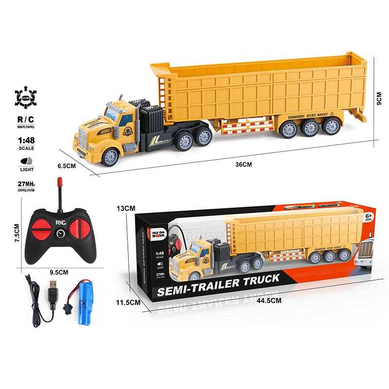 Трейлер на радіокеруванні 770-4 (36) підсвічування, довжина 36 см, масштаб 1:48, гумові шини, пульт керування 27 MHz, акумулятор 3.7 V, в коробці