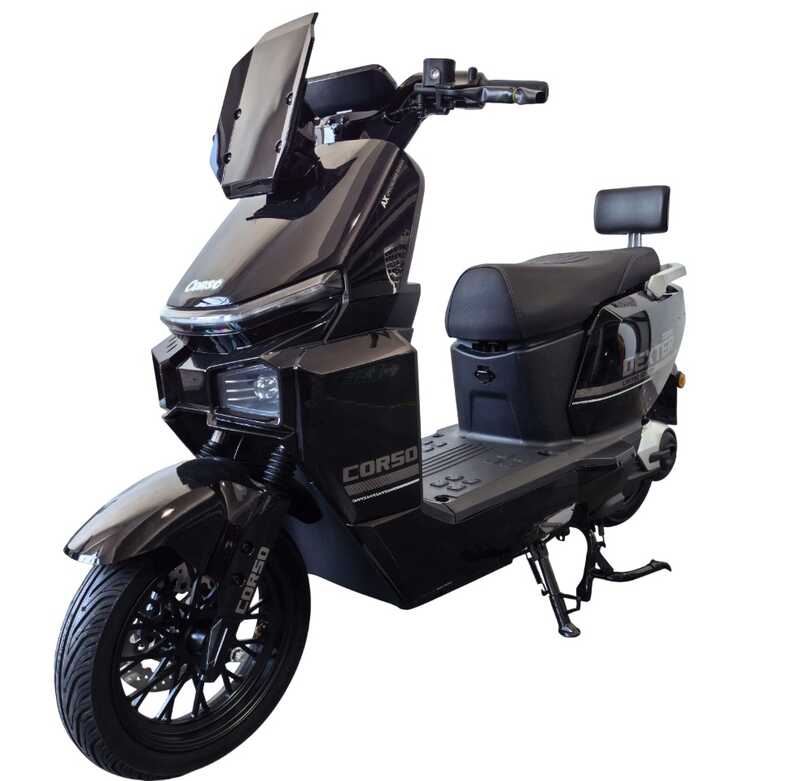 Електричний мопед Corso Dexter DX-700698 (1) + 1 ЯЩИК АКУМ, двигун 2000W, акумулятор графеновий 72V/35Ah, колеса 12``, в коробці