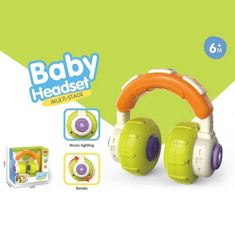 Музична гра 6671 (72/2) “Навушники”, розмір:15х7х13 см,  музика, звуки, сміх, підсвічування, обертові елементи з тріскачкою, в коробці