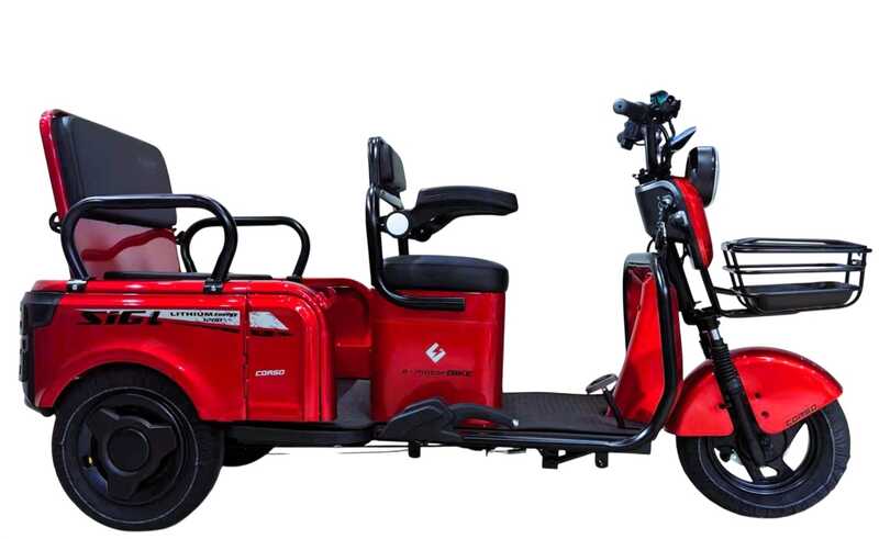 Електричний трицикл Corso «Sig L» SL-033075 (1) + 1 ЯЩИК АКУМ, двигун 1200W, акумулятор 72V/24Ah літій-залізно-фосфатний, колеса 300-10, в коробці