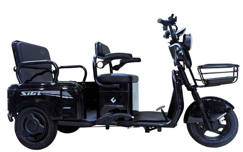 Електричний трицикл Corso «Sig L» SL-025113 (1) + 1 ЯЩИК АКУМ, двигун 1200W, акумулятор 72V/24Ah літій-залізно-фосфатний, колеса 300-10, в коробці