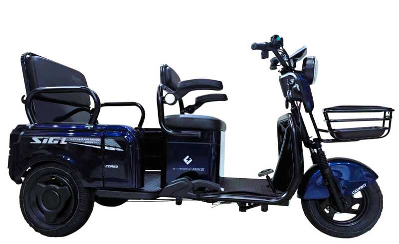 Електричний трицикл Corso «Sig L» SL-090606 (1) + 1 ЯЩИК АКУМ, двигун 1200W, акумулятор 72V/24Ah літій-залізно-фосфатний, колеса 300-10, в коробці