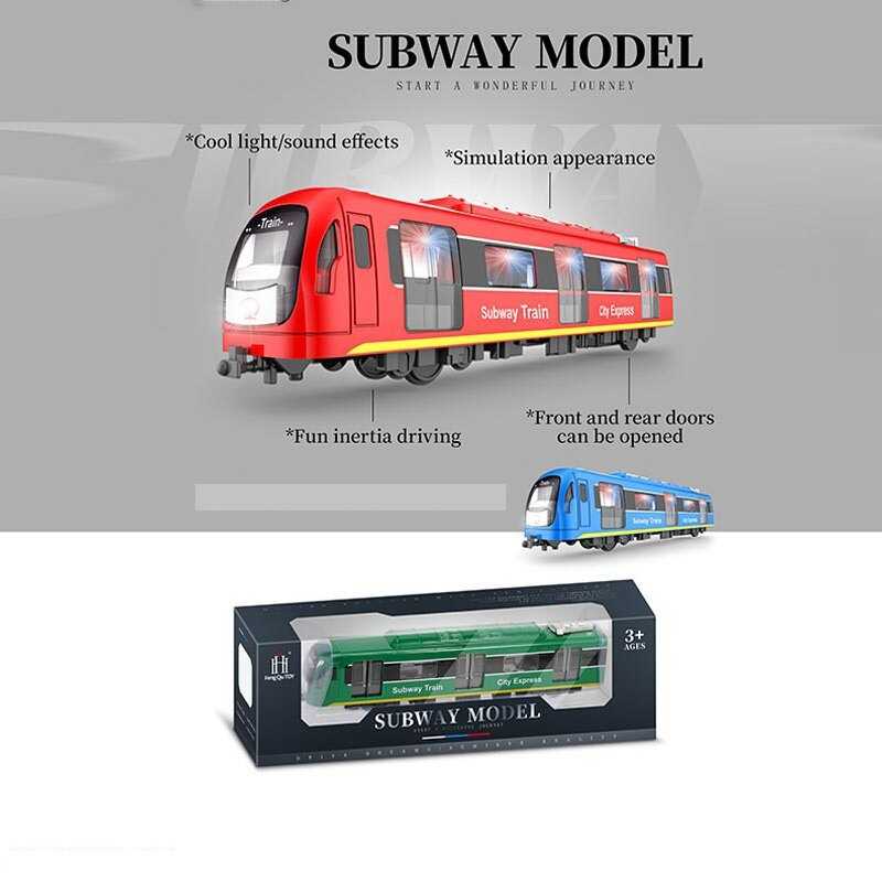 Потяг 731-27 K 1 (72)  3 кольори, розмір: 22х4х5 см, підсвічування, звук, інерція, механічне відкриття дверей, в коробці, МІКС видів