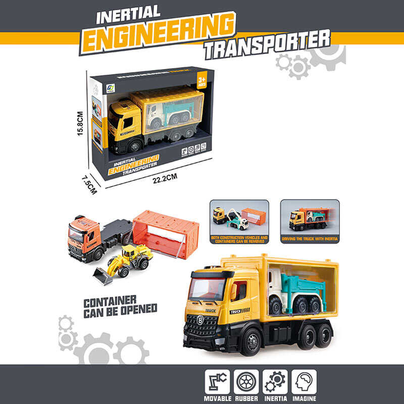 Трейлер G 711 (72/2) 2 види, інерція, машинка, контейнер відчиняється, рухомі елементи, гумові шини, в коробці